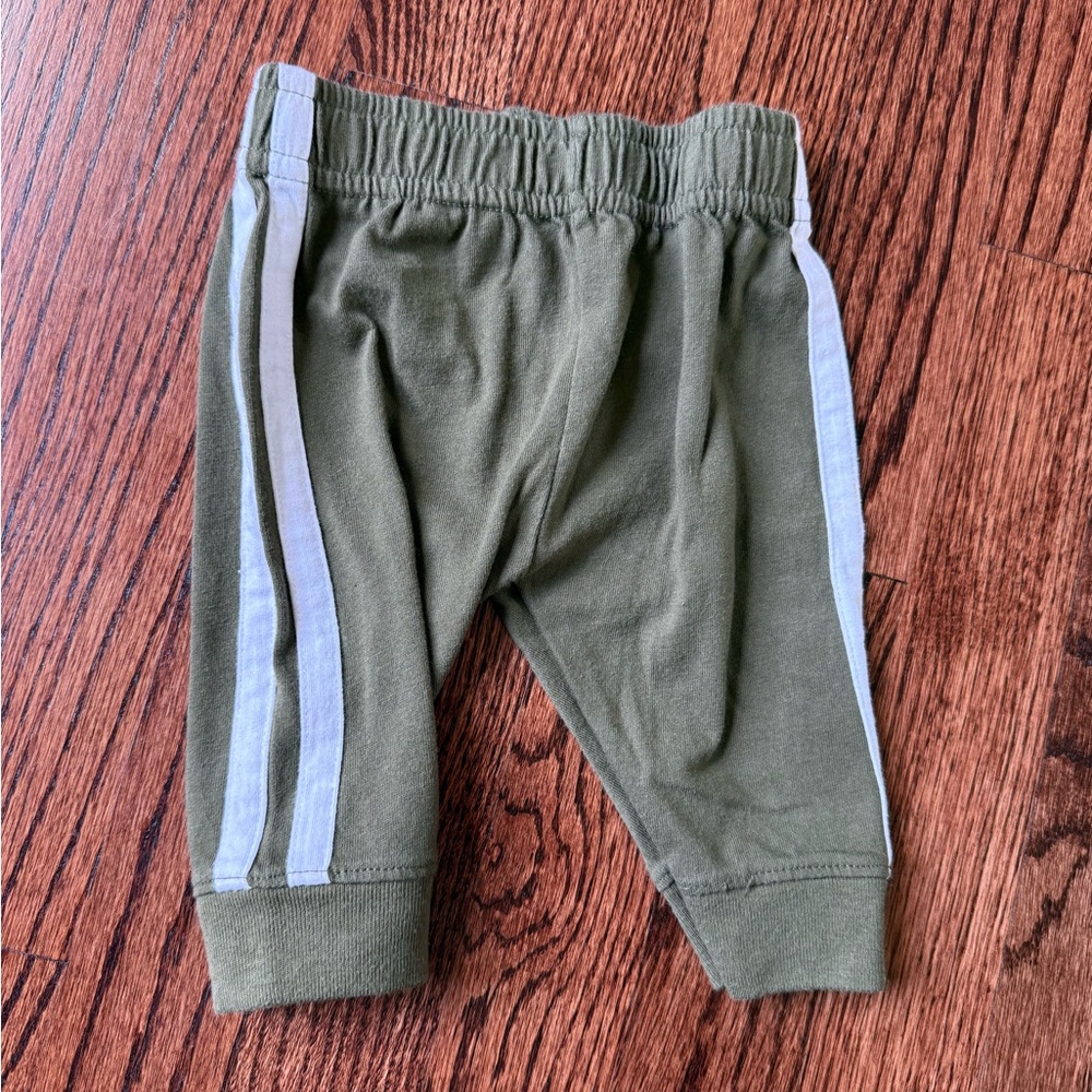 Green Baby Sweatpants w/ White Stripes - Size 0-3 months